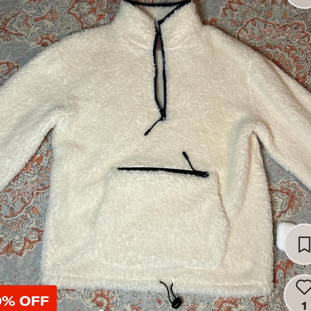 No Boundaries White Sherpa Quarter-Zip Sweater